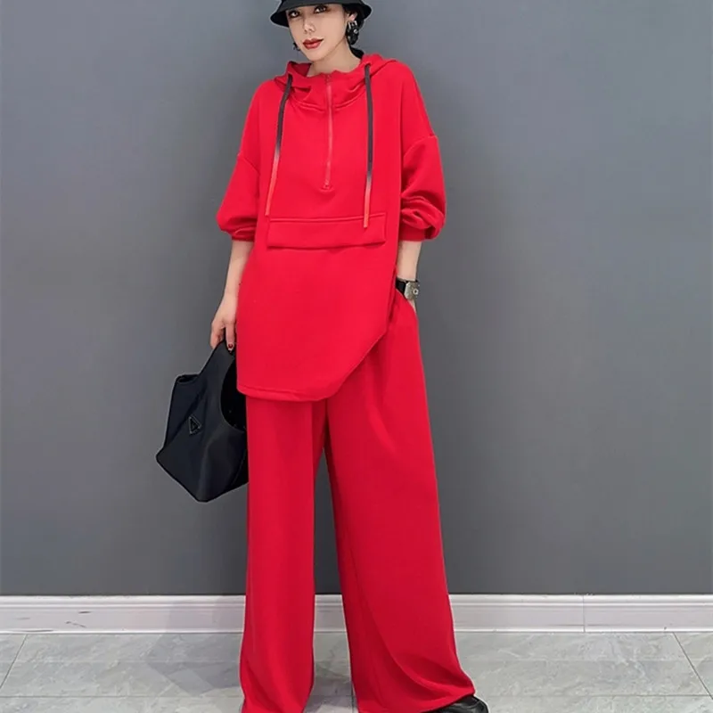2023 Spring Two Pieces Clothing Set For Women Casual Long Suit Solid Color Hooded Tops And Wide Leg Trousers
2023 Spring Two Pieces Clothing Set For Women Casual Long Suit Solid Color Hooded Tops And Wide Leg Trousers