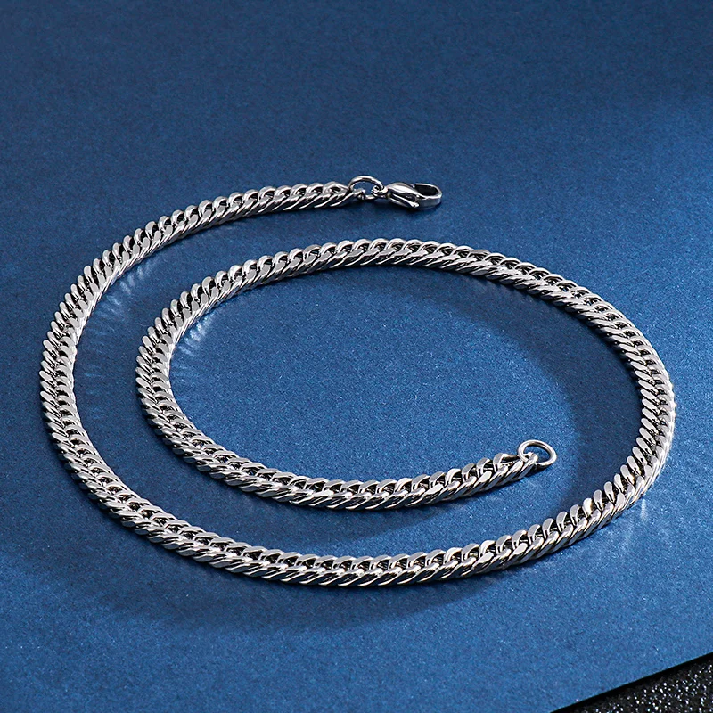 

5/6/7mm Width Cuban Link Chain Stainless Steel Necklace For Men Women Silver Color Waterproof Punk Coller Choker Jewelry