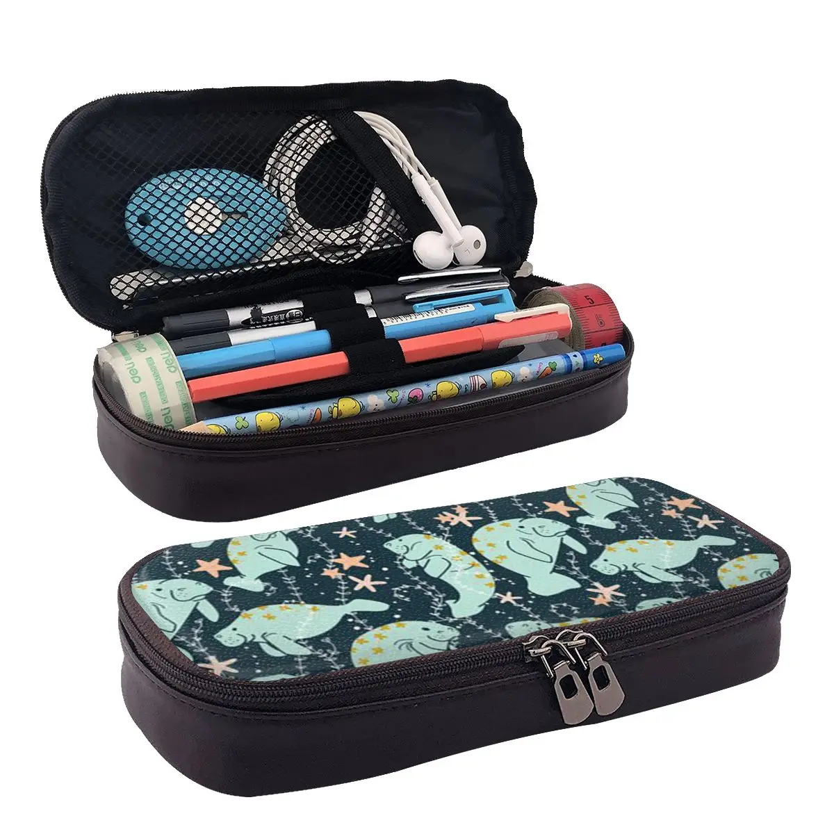 Manatee Pattern Leather Pencil Case Zipper Pencil Box Stationery Pen Pouch for Boys Girls School Students Work Office
Manatee Pattern Leather Pencil Case Zipper Pencil Box Stationery Pen Pouch for Boys Girls School Students Work Office