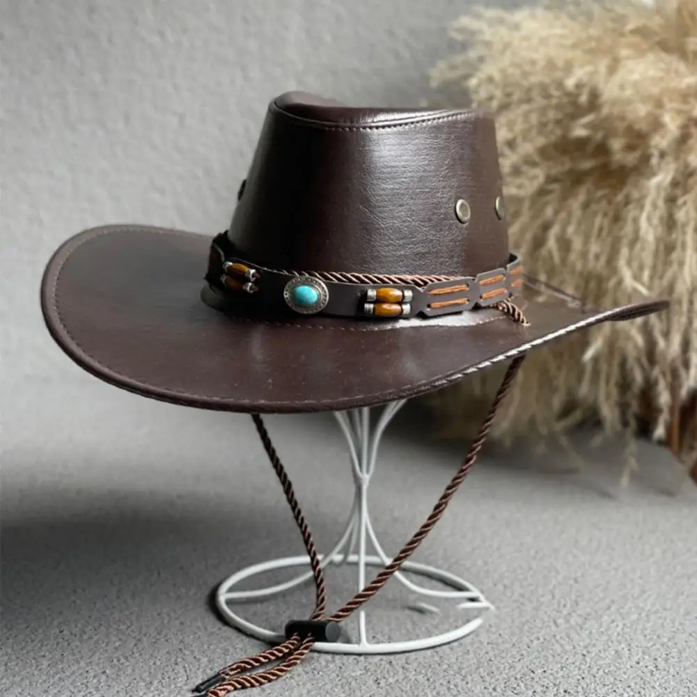 

Мужская Уличная шляпа из искусственной кожи, Европейская и американская ковбойская шляпа, шляпа от солнца, женская летняя шляпа с большими полями