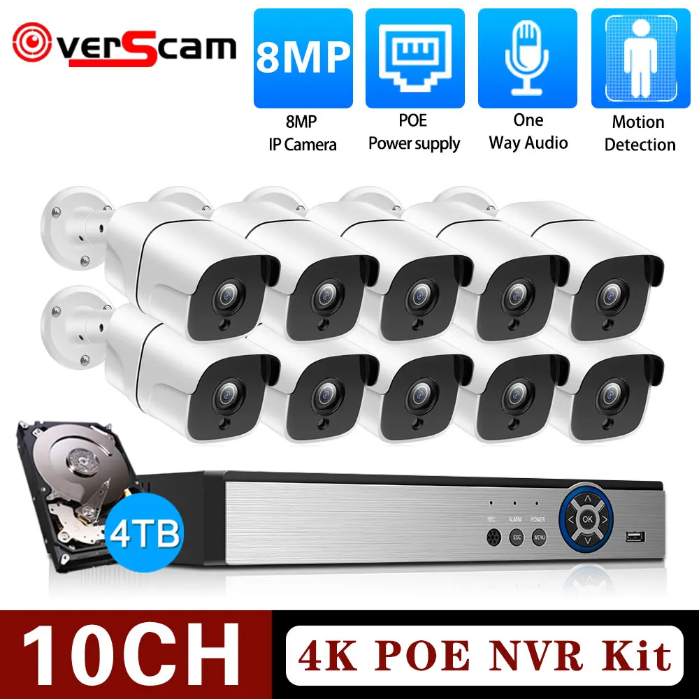 10CH 4K POE NVR Security System 8MP Outdoor/Indoor Street Human Detection CCTV Bullet Metal Camera Video Surveillance Audio Kits
10CH 4K POE NVR Security System 8MP Outdoor/Indoor Street Human Detection CCTV Bullet Metal Camera Video Surveillance Audio Kits