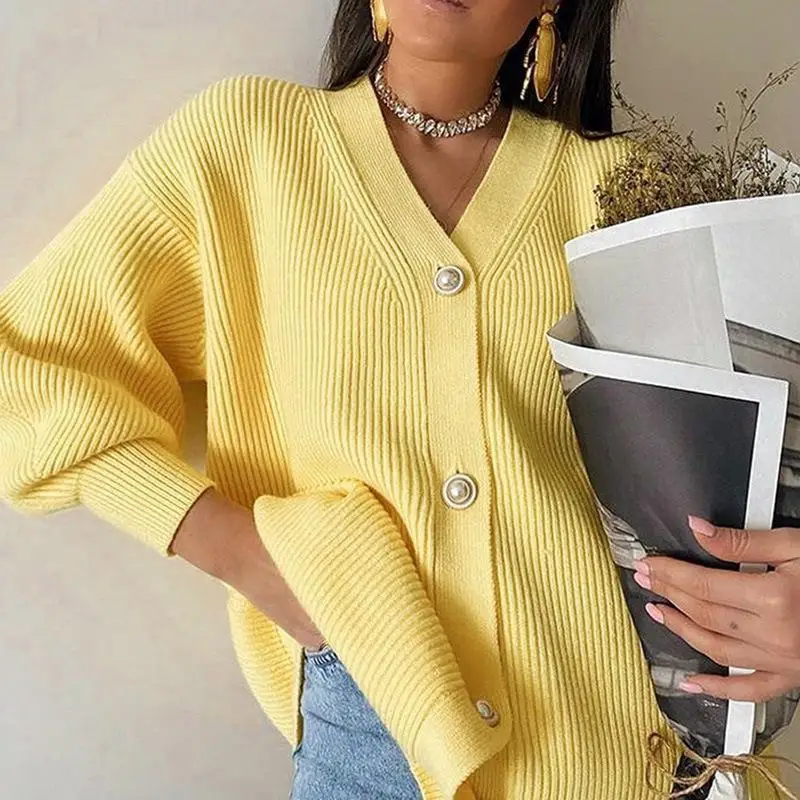 DUOFAN Button Knit Cardigan Women's Sweater Long Sleeve V-neck Jacket Autumn Korean Fashion Solid Coat Knitwear Tops Mid-length
DUOFAN Button Knit Cardigan Women's Sweater Long Sleeve V-neck Jacket Autumn Korean Fashion Solid Coat Knitwear Tops Mid-length