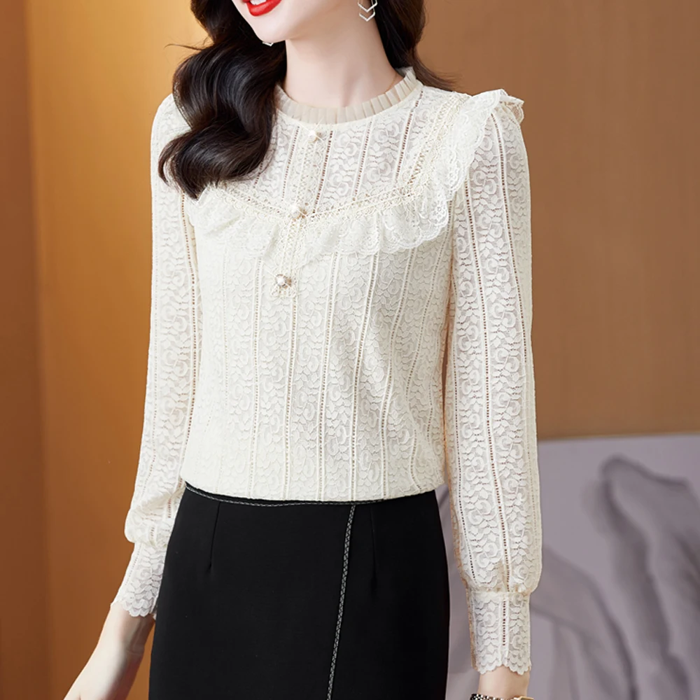 Fashion Korean Ruffles Lace Blouses Women Autumn Sweet Ladies Clothes Vintage Casual Office Basic Tops Shirts Women Blusas Mujer
Fashion Korean Ruffles Lace Blouses Women Autumn Sweet Ladies Clothes Vintage Casual Office Basic Tops Shirts Women Blusas Mujer