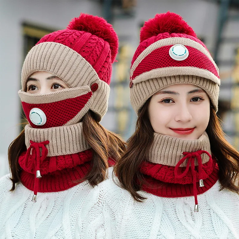 3-Piece Set Of Anti-Fog Hat Women Winter Beanie Velvet Thick Bib Face Mask Dust Cap Thick Warm Knitted Wool Hat Scarf Mask Set
3-Piece Set Of Anti-Fog Hat Women Winter Beanie Velvet Thick Bib Face Mask Dust Cap Thick Warm Knitted Wool Hat Scarf Mask Set