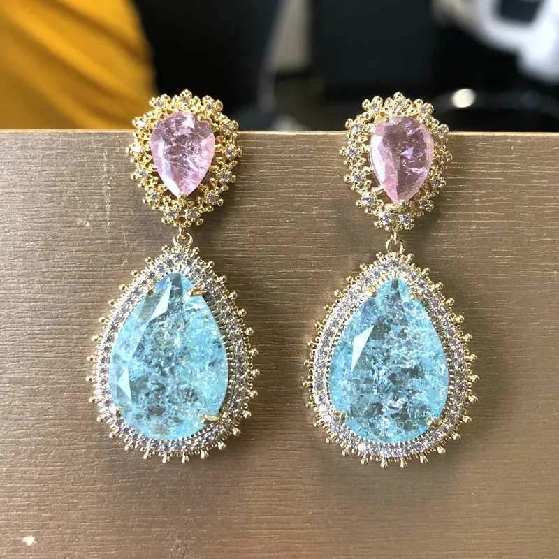 Bilincolor Fashion Ice Broken Cubic Zirconia Pink and Blue Earring for Women Wedding Party Gift
Bilincolor Fashion Ice Broken Cubic Zirconia Pink and Blue Earring for Women Wedding Party Gift