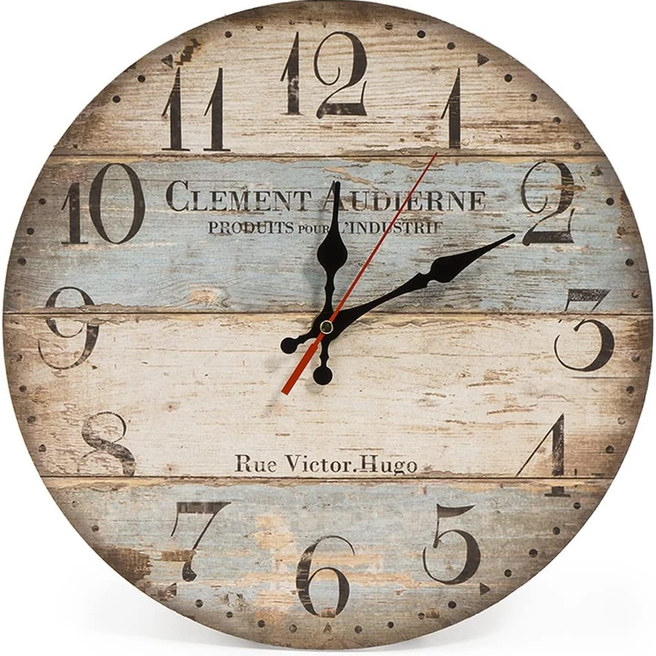 

Home 12 Inch Silent Vintage Wooden Round Wall Clocks Arabic Numerals Vintage Rustic Chic Decor Mechanic Wall Clock Living Room