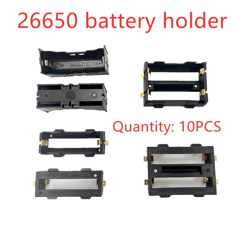 10PCS 26650 Battery Holder SMD For 26650 Black With Bronze Pins Gold Plated for 26650 3.7V Rechargeable Batteries Hold Case Box
10PCS 26650 Battery Holder SMD For 26650 Black With Bronze Pins Gold Plated for 26650 3.7V Rechargeable Batteries Hold Case Box