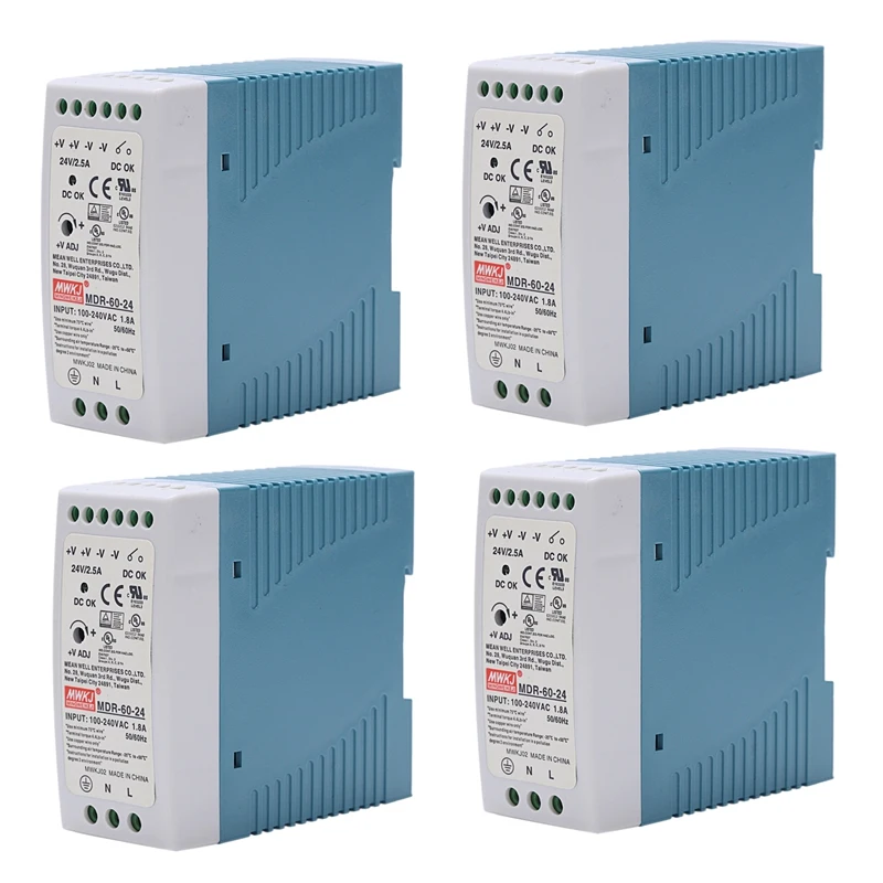 4X MDR-60 24V 60W Din Rail Power Supply Ac-Dc Driver Voltage Regulator Power Suply 110V 220V
4X MDR-60 24V 60W Din Rail Power Supply Ac-Dc Driver Voltage Regulator Power Suply 110V 220V
