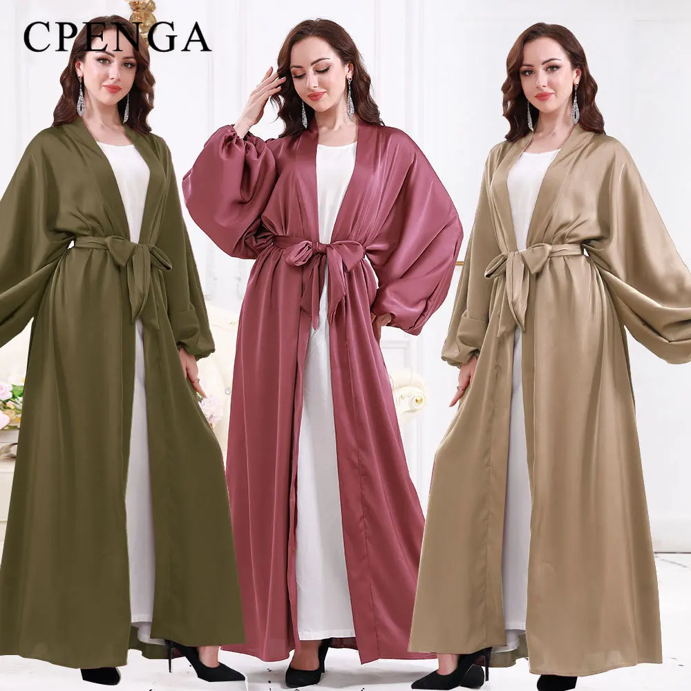 

Middle East Muslim Modest Dress for Women Arabic Femme Dubai Plain Kimono Abaya Islamic Party Open Abayas Moroccan Kaftan Robe