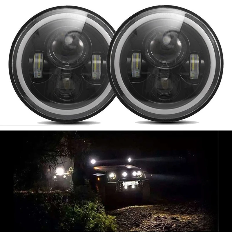 

Светодиодные фары ангельские глазки лампы 7-дюймовые ходовые огни противотуманные 6000K 50W 12V аксессуары для автомобиля Jeep Lada Niva 4X4 Uaz Hunter Hummer