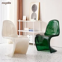 Nordic Dining Creative Children Acrylic Plastic Dining Chair S-shape Chair Crystal Stool Dining Room Transparent ArmChair