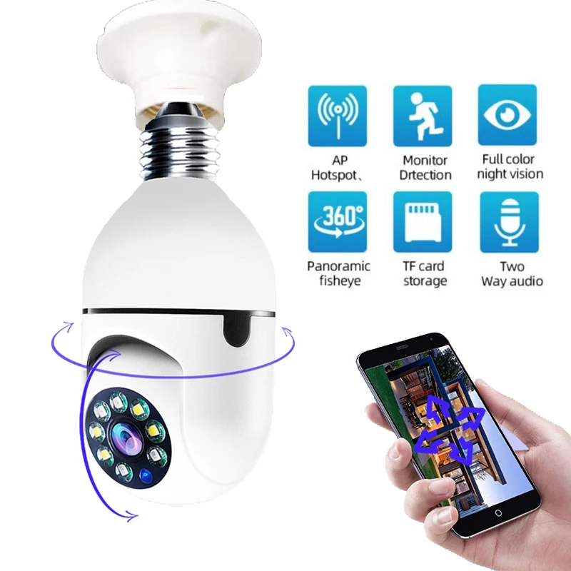 4x Digital Full Color Automatic Body Tracking IP Wifi Camera HD Night Vision Baby Monitor E27 Bulb Wifi Surveillance Camera
4x Digital Full Color Automatic Body Tracking IP Wifi Camera HD Night Vision Baby Monitor E27 Bulb Wifi Surveillance Camera