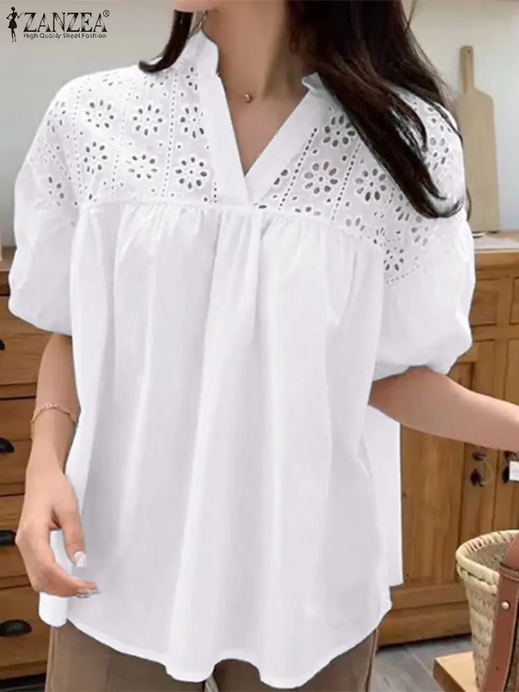 Fashion Summer Embroidery Shirt 2022 ZANZEA Women Elegant V Neck Half Sleeve Blouse Solid Hollow Out Work Top Loose Blusas Mujer
Fashion Summer Embroidery Shirt 2022 ZANZEA Women Elegant V Neck Half Sleeve Blouse Solid Hollow Out Work Top Loose Blusas Mujer