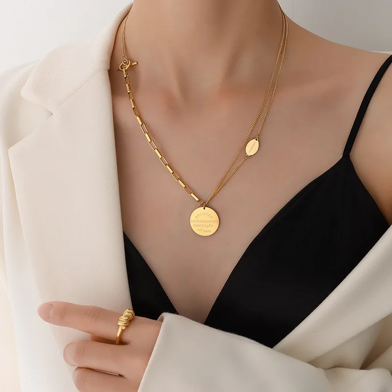Personalized Double-layer Ot Buckle English Letter Round Brand Pendant Necklace Titanium Steel Plated 18k Gold Chain Female
Personalized Double-layer Ot Buckle English Letter Round Brand Pendant Necklace Titanium Steel Plated 18k Gold Chain Female