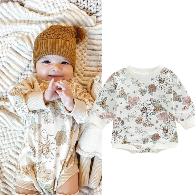 Infant Baby Girl Clothes Floral Print Long Sleeve Crewneck Sweatshirt Romper Oversized Casual Bodysuit Fall Outfit
Infant Baby Girl Clothes Floral Print Long Sleeve Crewneck Sweatshirt Romper Oversized Casual Bodysuit Fall Outfit