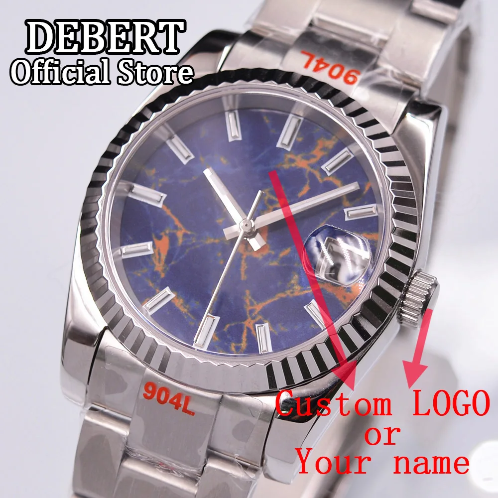 DEBERT 36 мм/39 мм Пользовательский логотип Seiko NH35A автоматическое движение сапфировое стекло Дата увеличительное стекло из нержавеющей стали
DEBERT 36 мм/39 мм Пользовательский логотип Seiko NH35A автоматическое движение сапфировое стекло Дата увеличительное стекло из нержавеющей стали