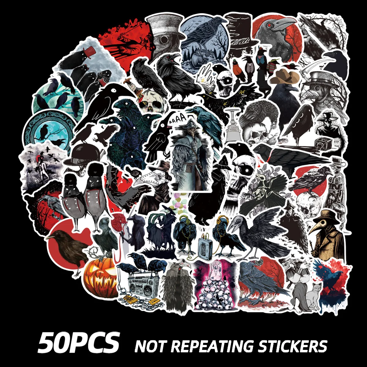 50Pcs/Set Not Repeating Terrifying Raven Suitcase Doodle Stickers Guitar Phone Notebook Stationery Computer Cup Waterproof PVC
50Pcs/Set Not Repeating Terrifying Raven Suitcase Doodle Stickers Guitar Phone Notebook Stationery Computer Cup Waterproof PVC