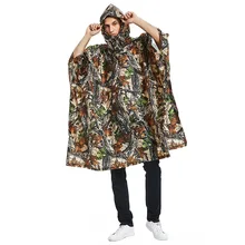 Outdoor Jungle Crossing Camouflage Raincoat Field Fishing Hooded Mountaineering Glued Multifunctional Poncho Awning Canopy Mat