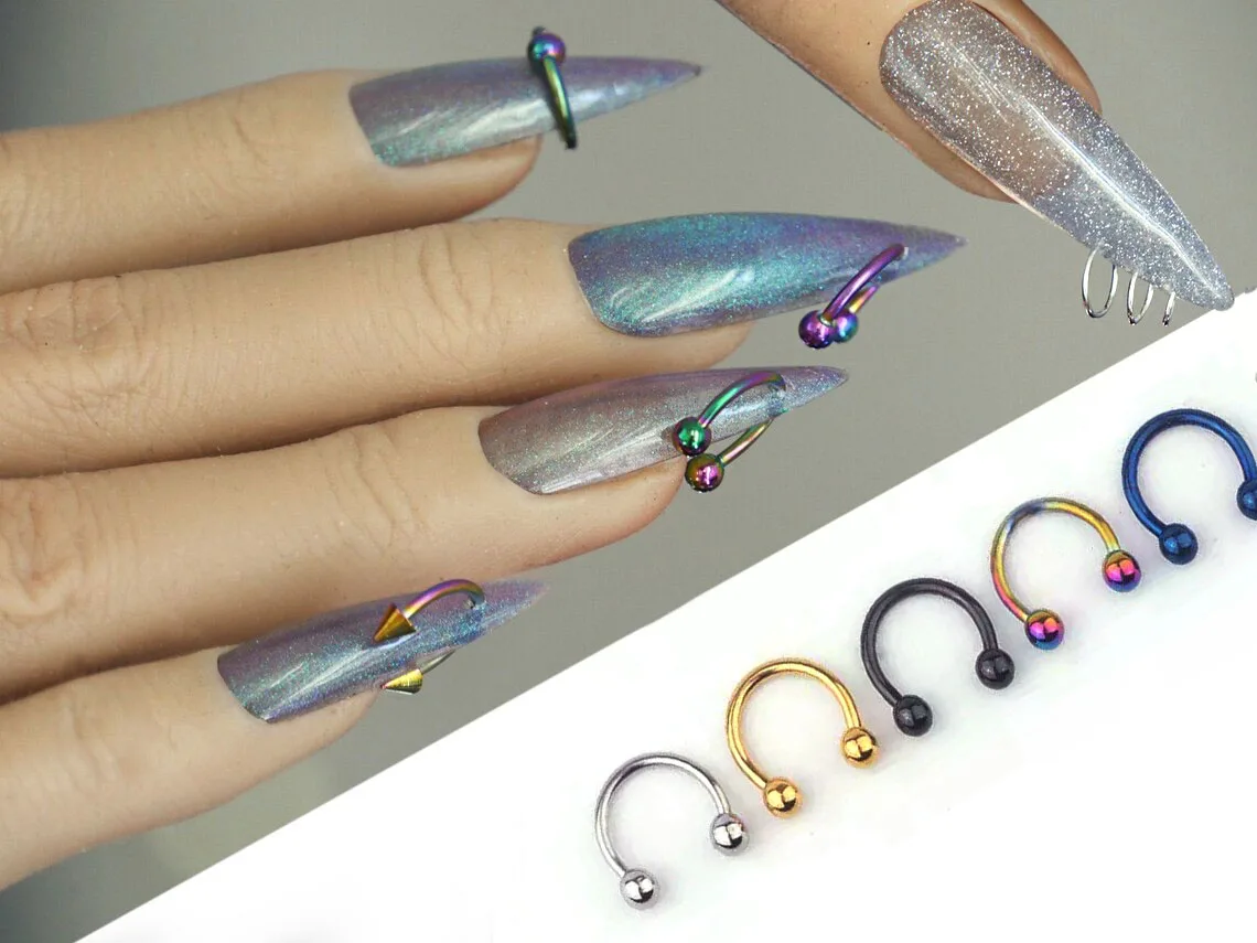 10PC Nail Ring Nail Art Piercing Charm Glitter 3D Nail Ring Piercing Dangle Metal Alloy Designs Piercing Nail Art And Nail Punch
10PC Nail Ring Nail Art Piercing Charm Glitter 3D Nail Ring Piercing Dangle Metal Alloy Designs Piercing Nail Art And Nail Punch