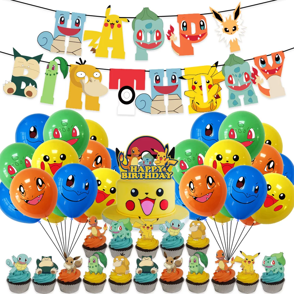 Pikachu Themed Latex Balloon Paper Banner Cake Card Set Pokémon Kids Birthday Party Decoration Supplies House Decor
Pikachu Themed Latex Balloon Paper Banner Cake Card Set Pokémon Kids Birthday Party Decoration Supplies House Decor
