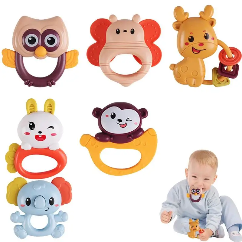 

Baby Rattles Teether Monkey Rattle Teething Toys For Babies Grab Shaker And Spin Rattle Baby Chew Toys For 0-3 Year Old Infant