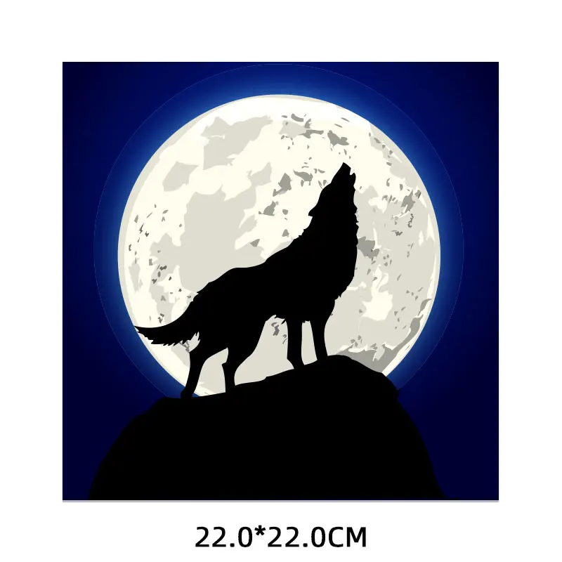 

Clothing Thermoadhesive Patches Moon Wolf Iron-on Transfers for Children's Clothes Animals Thermal Stickers on T-shirt Appliques