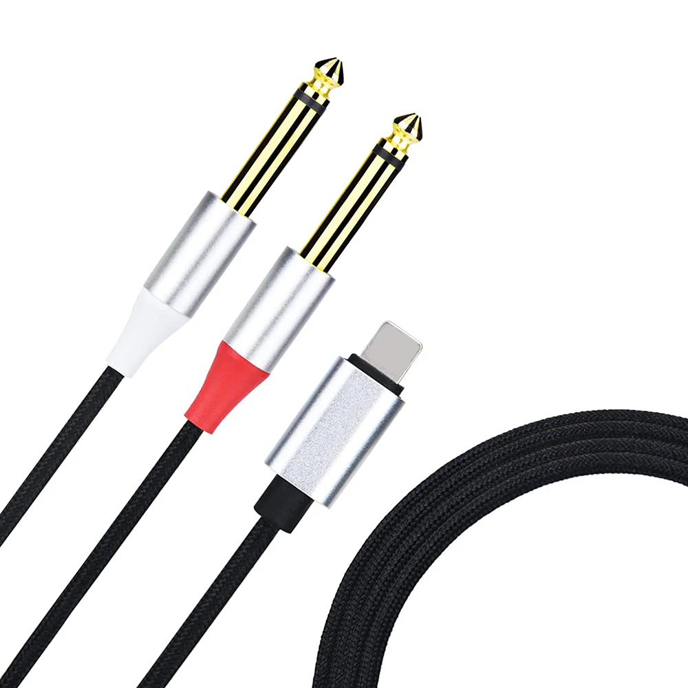 

Nku 8Pin To Dual 1/4 Inch 6.35mm TS Mono Stereo Y Splitter Audio Cable for Speaker Mixer Compatible with Ipad/phone7 and Above