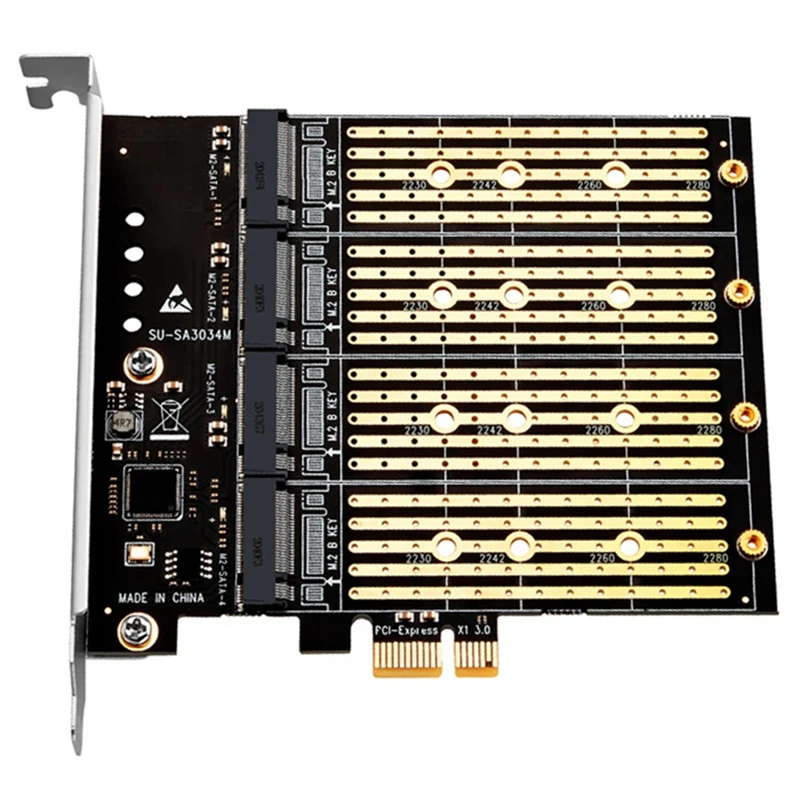 PCIE To M.2 Adapter PCI Express X1 4 Port M.2 B Key NGFF SATA SSD Expansion Adapter Card
PCIE To M.2 Adapter PCI Express X1 4 Port M.2 B Key NGFF SATA SSD Expansion Adapter Card