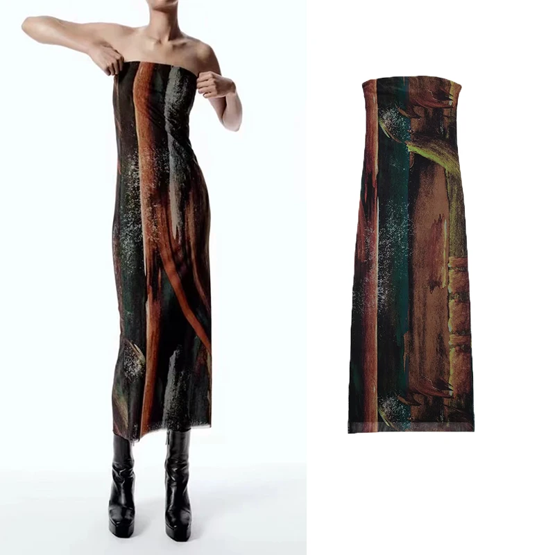 Autumn Winter 2022 New Women's Dress Print Double layer Elastic Wrap Chest Silk Mesh Dress Slim Slim Dress Women
Autumn Winter 2022 New Women's Dress Print Double layer Elastic Wrap Chest Silk Mesh Dress Slim Slim Dress Women