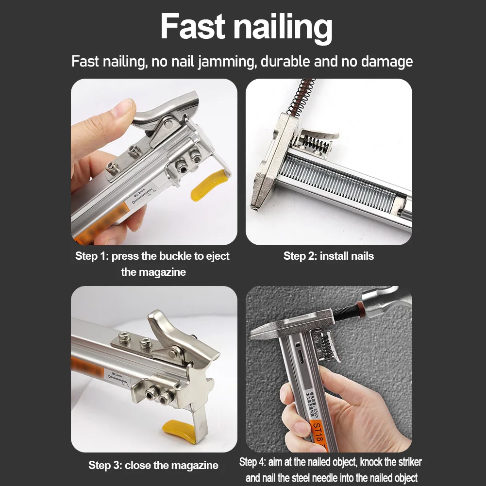 Steel Nail Gun Manual Nailer Power Tool For Flooring Nails ST18 Semi-Automatic Woodworking Decoration 1Pc Or 2pcs Set
Steel Nail Gun Manual Nailer Power Tool For Flooring Nails ST18 Semi-Automatic Woodworking Decoration 1Pc Or 2pcs Set