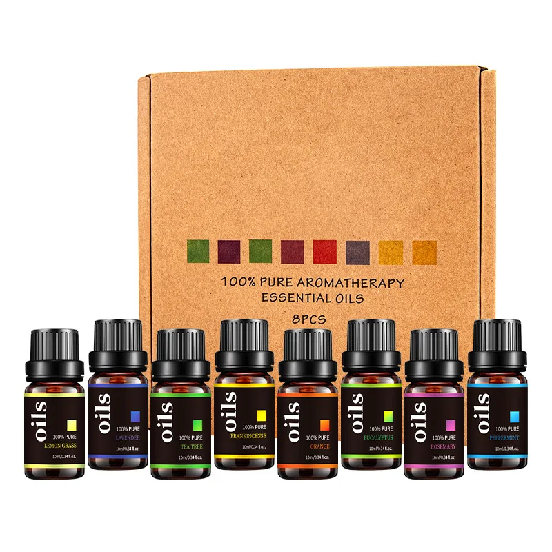 

8PCS 10ML Body Massage Essential Oil Set for Humidifier Diffuser SPA Plant Tea Tree 100% Pure Aromatherapy Essential Oils