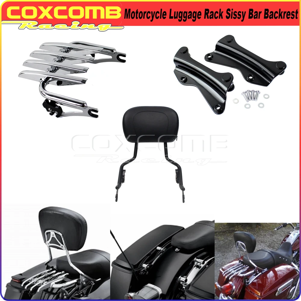 Motorcycle Black Steel Detachable Sissy Bar Backrest Stealth Luggage Rack For Harley Touring Road King Street Glide FLHX FLHT
Motorcycle Black Steel Detachable Sissy Bar Backrest Stealth Luggage Rack For Harley Touring Road King Street Glide FLHX FLHT