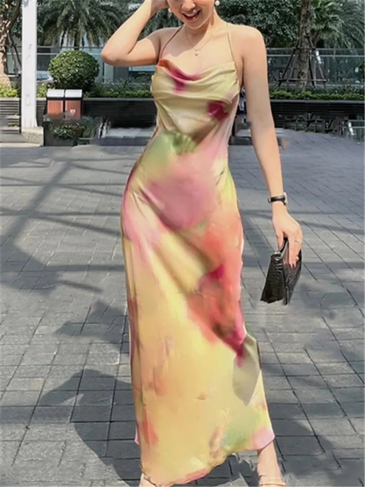 PB&ZA Spring New Women's Sexy Retro Draped Collar Tie-Dye Lingerie Back Cross Sling Dress 2777/144 2777144
PB&ZA Spring New Women's Sexy Retro Draped Collar Tie-Dye Lingerie Back Cross Sling Dress 2777/144 2777144
