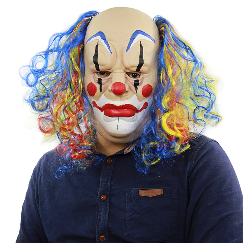 

Curly Hair Bald Clown Head Cover Ball Performance Party Trick Horror Mask Bar Room Escape Prop cosplay Prop