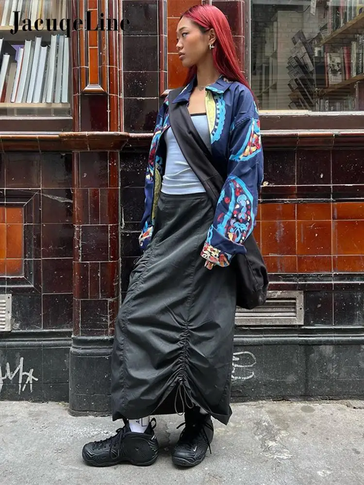 Jacqueline 2022 Drawstring Gary Baggy Midi Cargo Skirts Women Y2K Streetwear Ruched Pockets Low Waist Long Skirts Summer Outfits
Jacqueline 2022 Drawstring Gary Baggy Midi Cargo Skirts Women Y2K Streetwear Ruched Pockets Low Waist Long Skirts Summer Outfits