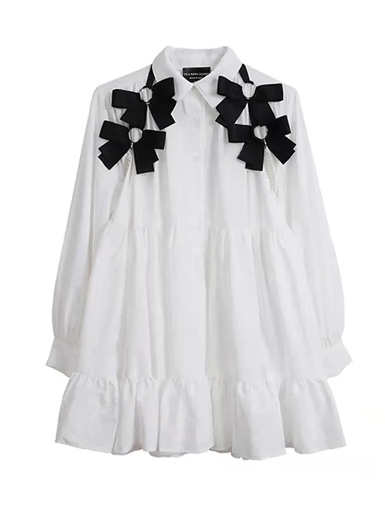 Big Size Shirt Dress Women White Bow Pleated New Lapel Long Sleeve Loose Fit Fashion Tide Spring Autumn 2022
Big Size Shirt Dress Women White Bow Pleated New Lapel Long Sleeve Loose Fit Fashion Tide Spring Autumn 2022