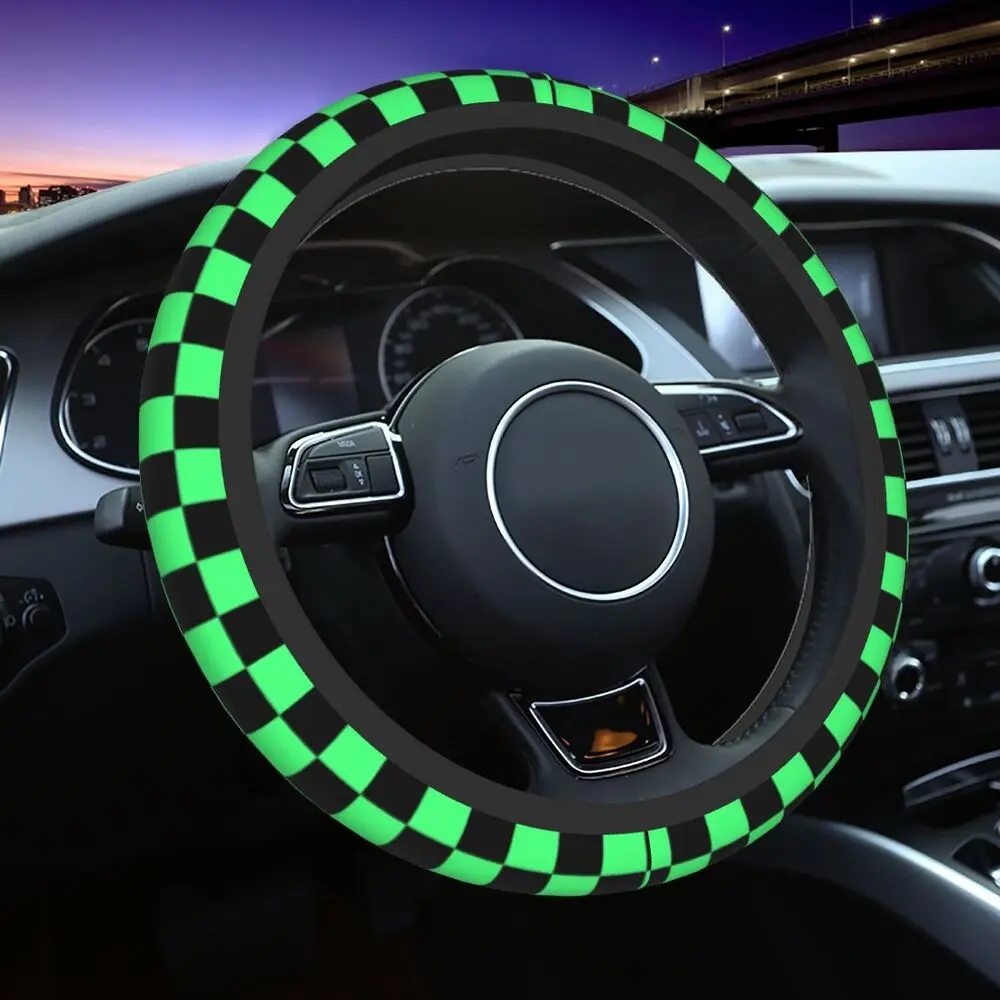 Fashion Black and Green Checkerboard Pattern Steering Wheel Cover Tartan Steering Wheel Protector Universal Fit Car Accessories
Fashion Black and Green Checkerboard Pattern Steering Wheel Cover Tartan Steering Wheel Protector Universal Fit Car Accessories
