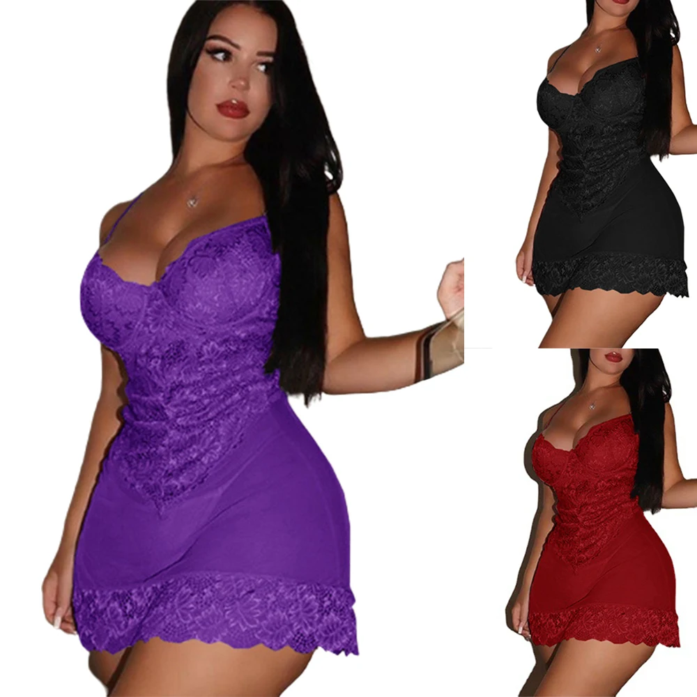Sexy Women Exotic Dresses V-neck Strap Night Dress Lingerie Lace Sexy Women Nightgown Babydoll Sleepwear 
Sexy Women Exotic Dresses V-neck Strap Night Dress Lingerie Lace Sexy Women Nightgown Babydoll Sleepwear