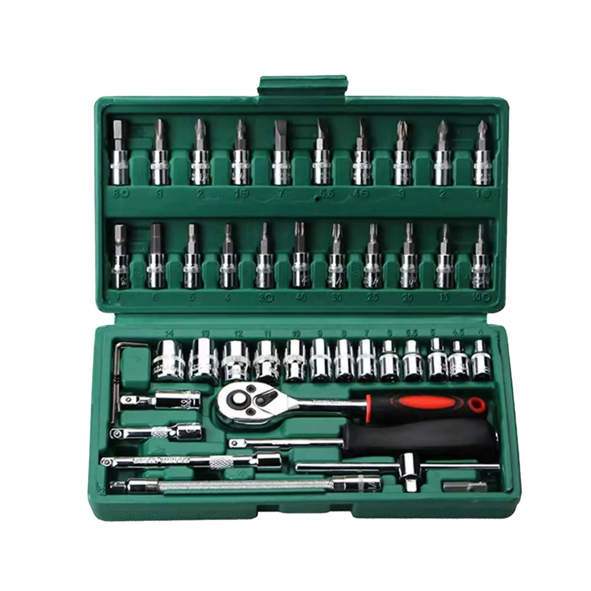 46 Piece Auto Repair Tool Set Sleeve Tool with Ratchet Tool Set Auto Parts Auto Repair Tools Tool Kit,Green 
46 Piece Auto Repair Tool Set Sleeve Tool with Ratchet Tool Set Auto Parts Auto Repair Tools Tool Kit,Green