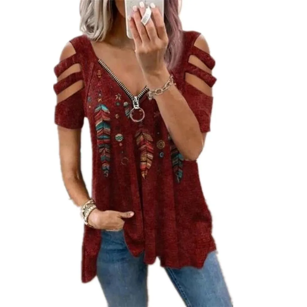 Loose V Neck T Shirt Female Sexy Women Tops Zipper Vintage Women Blouse Summer Tops Tees Casual Tshirt Women Fashion
Loose V Neck T Shirt Female Sexy Women Tops Zipper Vintage Women Blouse Summer Tops Tees Casual Tshirt Women Fashion