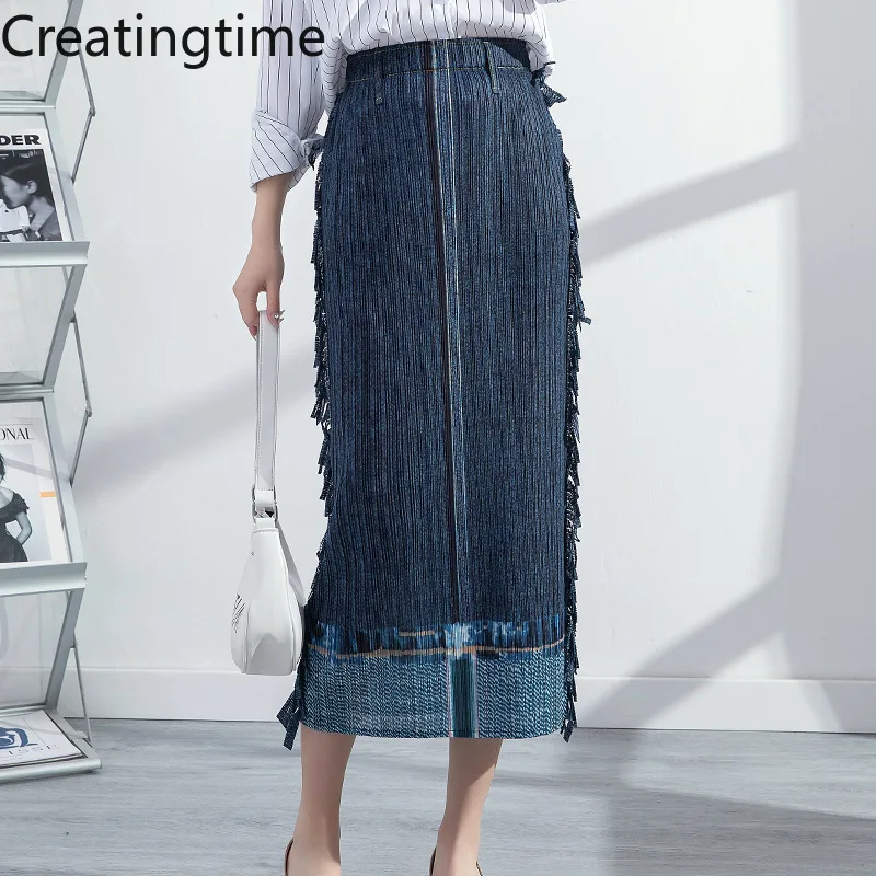 Creatingtime Denim Orchid Casual Elastic Drape Mid-length High Waist Pleated Skirt 2023 Spring Summer New Fashion Women's LH253
Creatingtime Denim Orchid Casual Elastic Drape Mid-length High Waist Pleated Skirt 2023 Spring Summer New Fashion Women's LH253