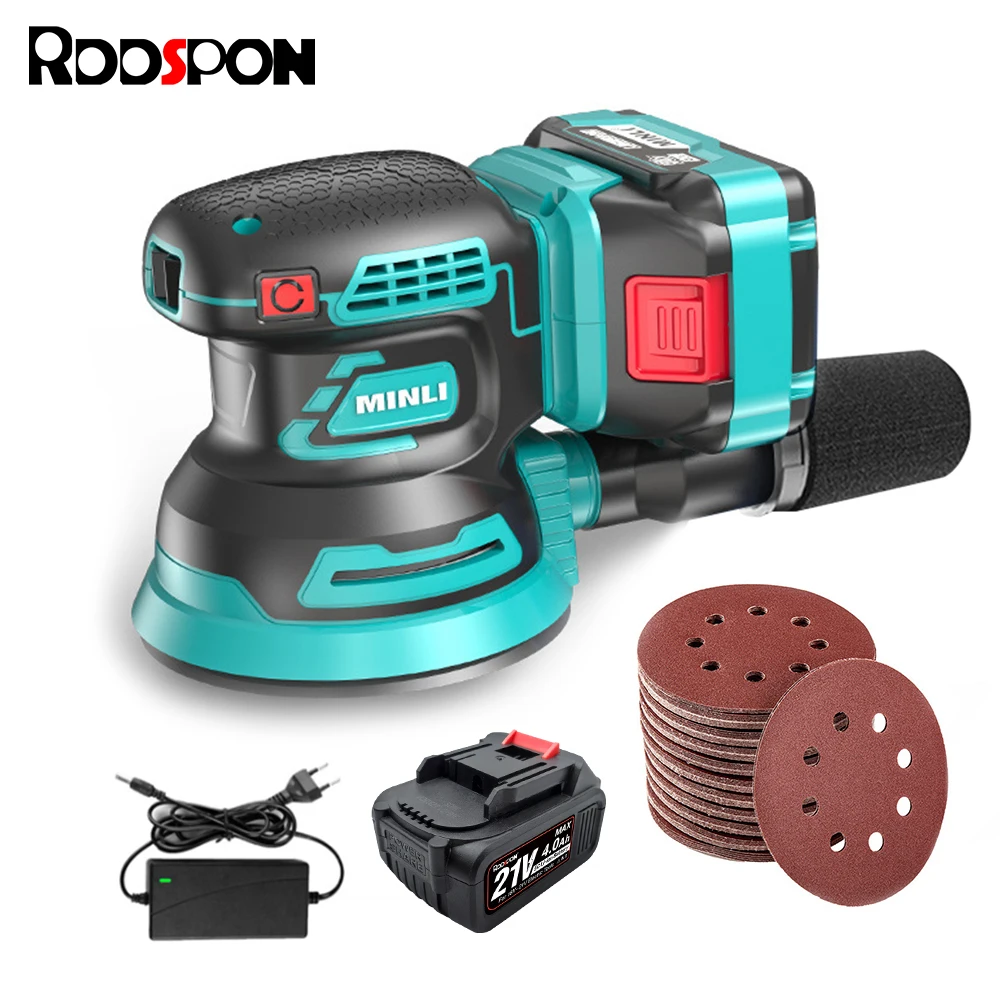 

21V Brushless Electric Random Orbital Sander 125mm 3 Speed Wood Grinder Polishing Grinding Sanding Machine Makita 18V Battery