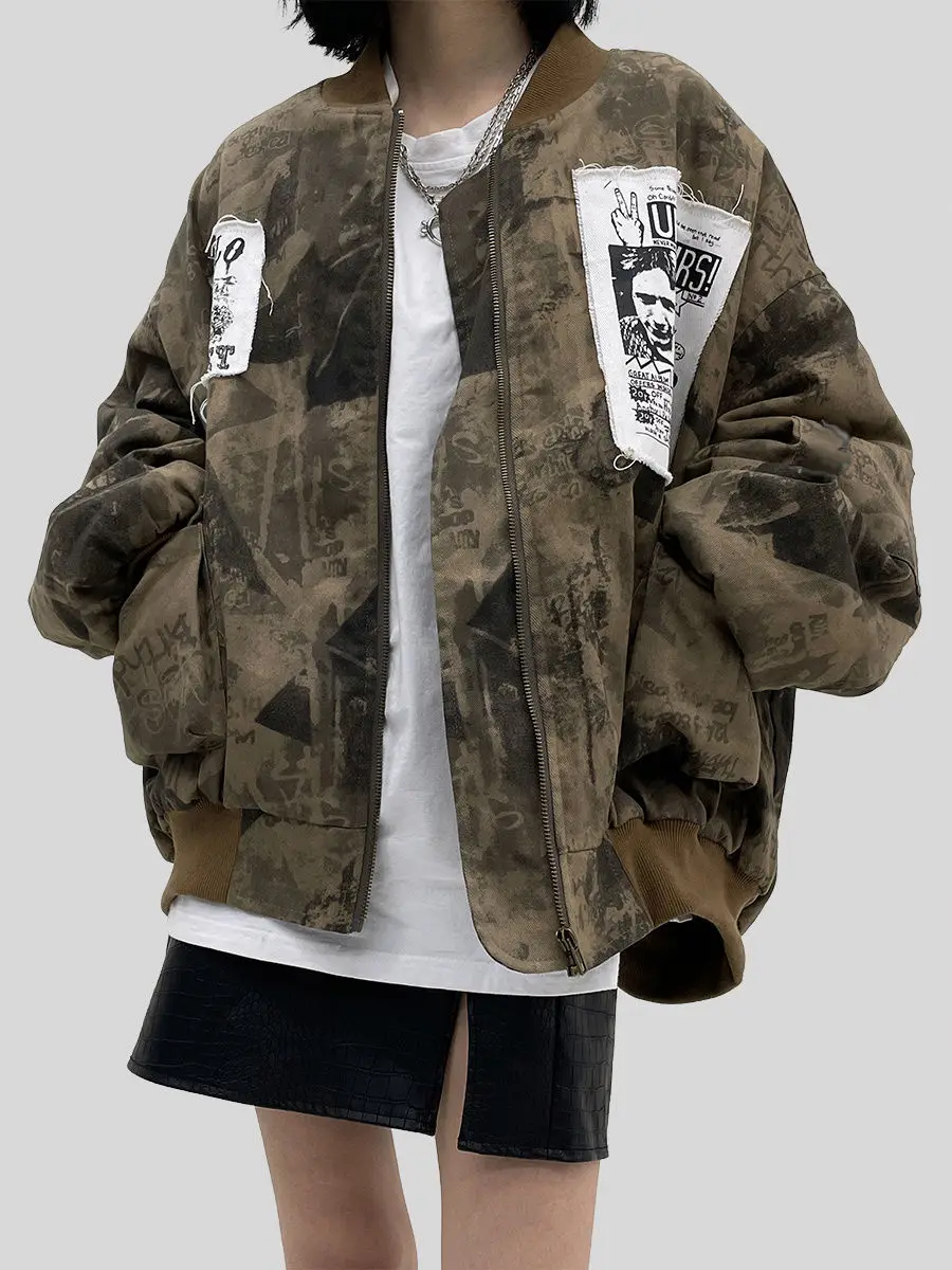 QWEEK Grunge Retro Baseball Jacket Women Oversize Hippie Streetwear Print Patchwork Coat Female Vintage Loose Cardigan Tops 2022
QWEEK Grunge Retro Baseball Jacket Women Oversize Hippie Streetwear Print Patchwork Coat Female Vintage Loose Cardigan Tops 2022