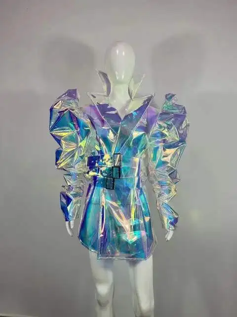 Костюм танцевальный голубой из ПВХ для выступлений 
Костюм танцевальный голубой из ПВХ для выступлений