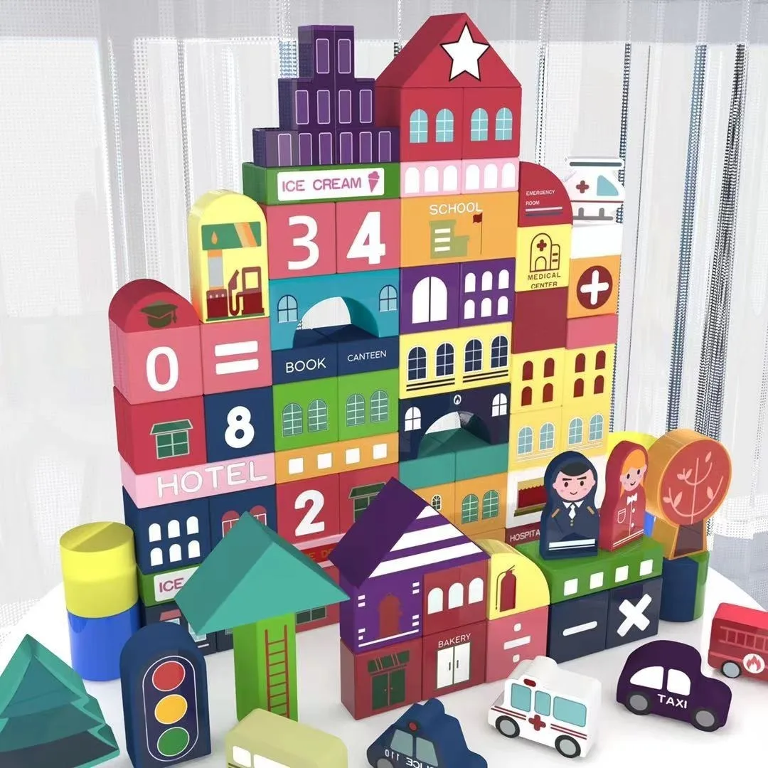 100 Pcs Colour Wooden Toys City Traffic Scenes Geometric Shape Assembled Building Blocks Early Educational Toys For Kids
100 Pcs Colour Wooden Toys City Traffic Scenes Geometric Shape Assembled Building Blocks Early Educational Toys For Kids