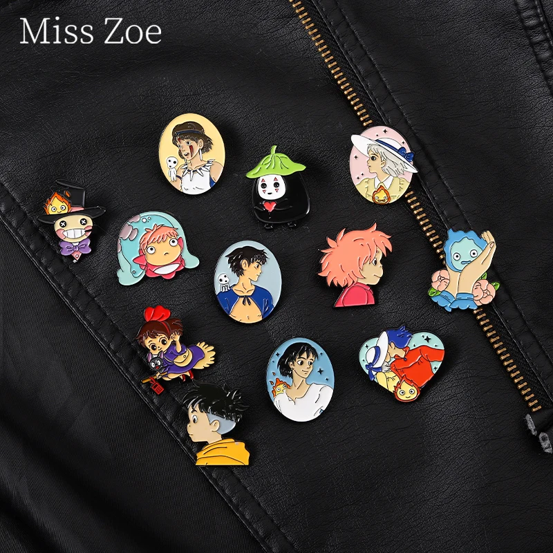 Classic Animation Movie Brooch Kawaii Kiki Ponyo Sosuke Howl Character Enamel Pins Clothes Bag Lapel Cartoon Badges Fans Jewelry
Classic Animation Movie Brooch Kawaii Kiki Ponyo Sosuke Howl Character Enamel Pins Clothes Bag Lapel Cartoon Badges Fans Jewelry