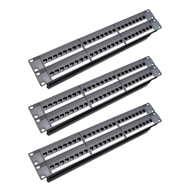 

3X 19Inch 1U Cabinet Rack Pass-Through 24 Port CAT6 Patch Panel RJ45 Cable Adapter Keystone Jack Modular Frame