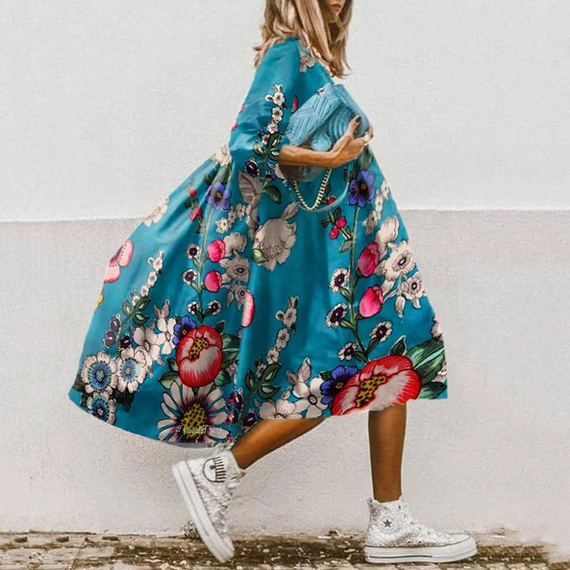 Women Casual O Neck Loose Office Party Dress Elegant Floral Printed A-Line Dress Casual Half Sleeved Boho Beach Dresses Vestidos
Women Casual O Neck Loose Office Party Dress Elegant Floral Printed A-Line Dress Casual Half Sleeved Boho Beach Dresses Vestidos