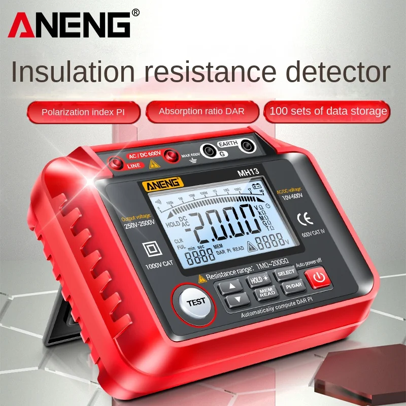 ANENG MH13 Digital Megohmmeter Meters Insulation Earth Resistance Meters Tester cable High Voltage Voltmeter Megger Meter
ANENG MH13 Digital Megohmmeter Meters Insulation Earth Resistance Meters Tester cable High Voltage Voltmeter Megger Meter