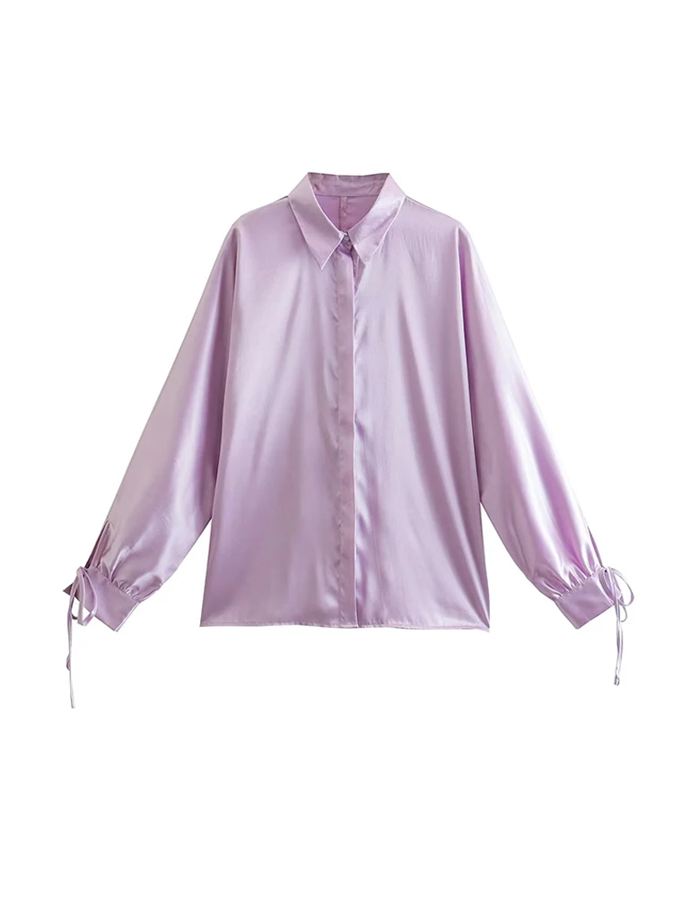 Spring Autumn Purple Satin Shirts Women Lace Up Long Sleeve Single Breasted Tops 2022 Elegant Blouses
Spring Autumn Purple Satin Shirts Women Lace Up Long Sleeve Single Breasted Tops 2022 Elegant Blouses